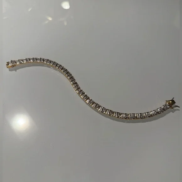 Gold plated 925 Silver Tennis Bracelet - Picture 2 of 9